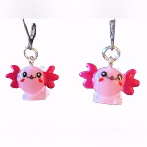 Axolotl Earrings - Pink and Stainless Steel